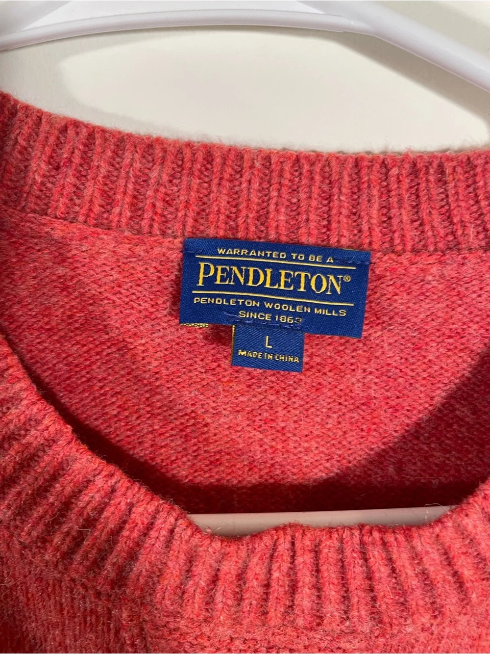 Pendleton wool crew neck sweater elbow patches L